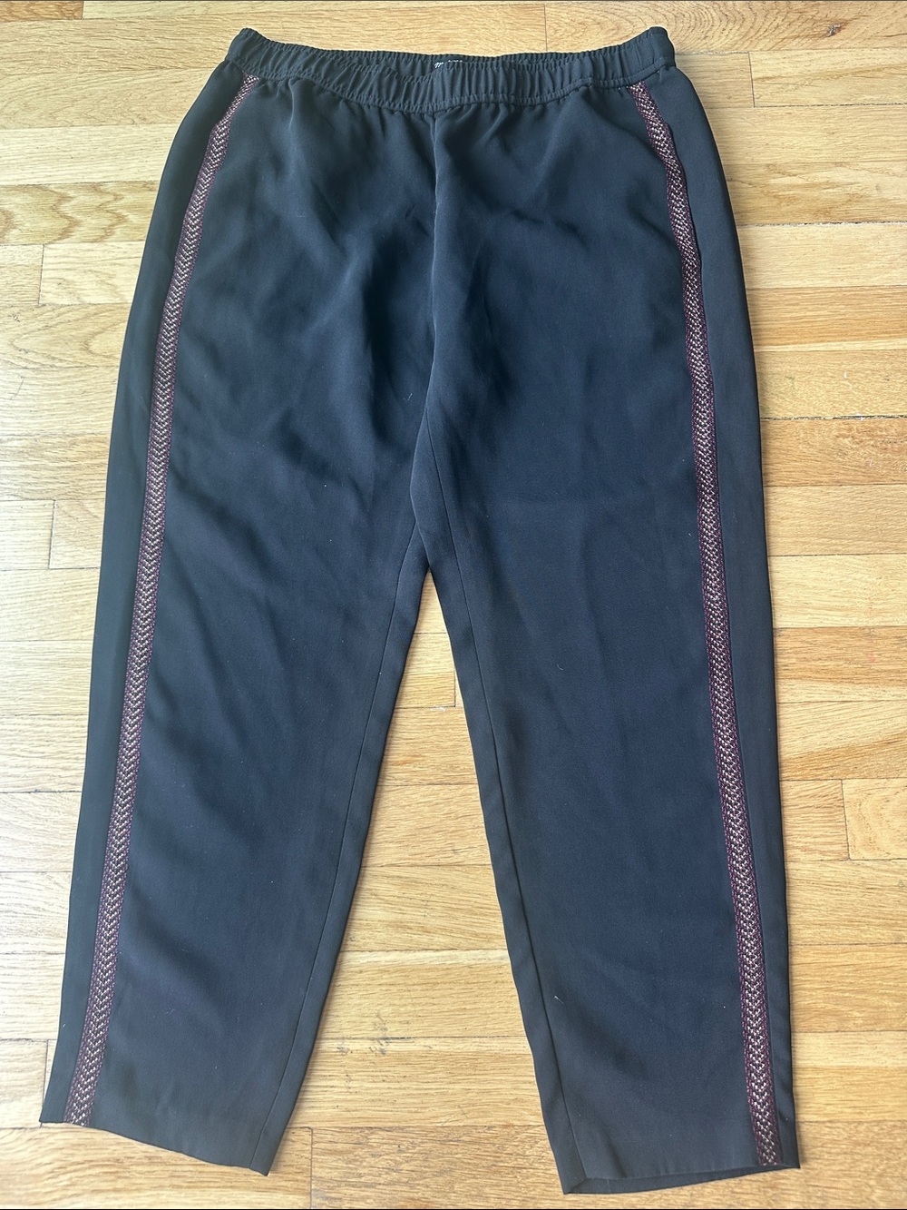 Madwell Black Pants with Burgundy Side Stripe